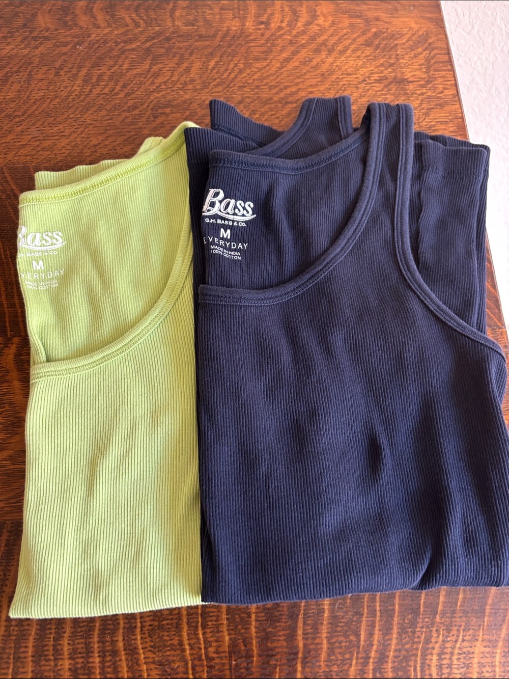 Bass Ladies  Ribbed Tank Top - Navy and Lime Green size Medium